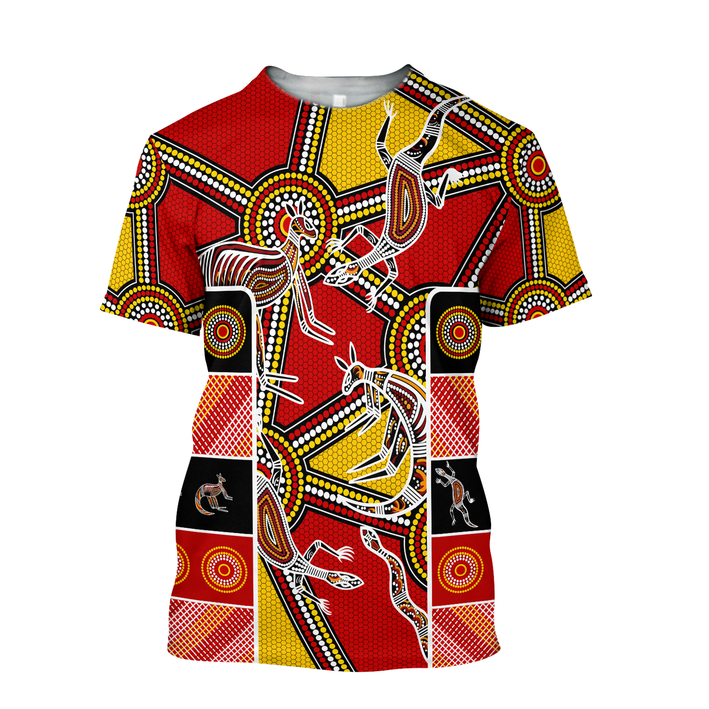 Aboriginal Kangaroo Dot Painting Patterns Shirt for Men and Women