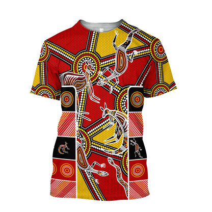 Aboriginal Kangaroo Dot Painting Patterns Shirt for Men and Women