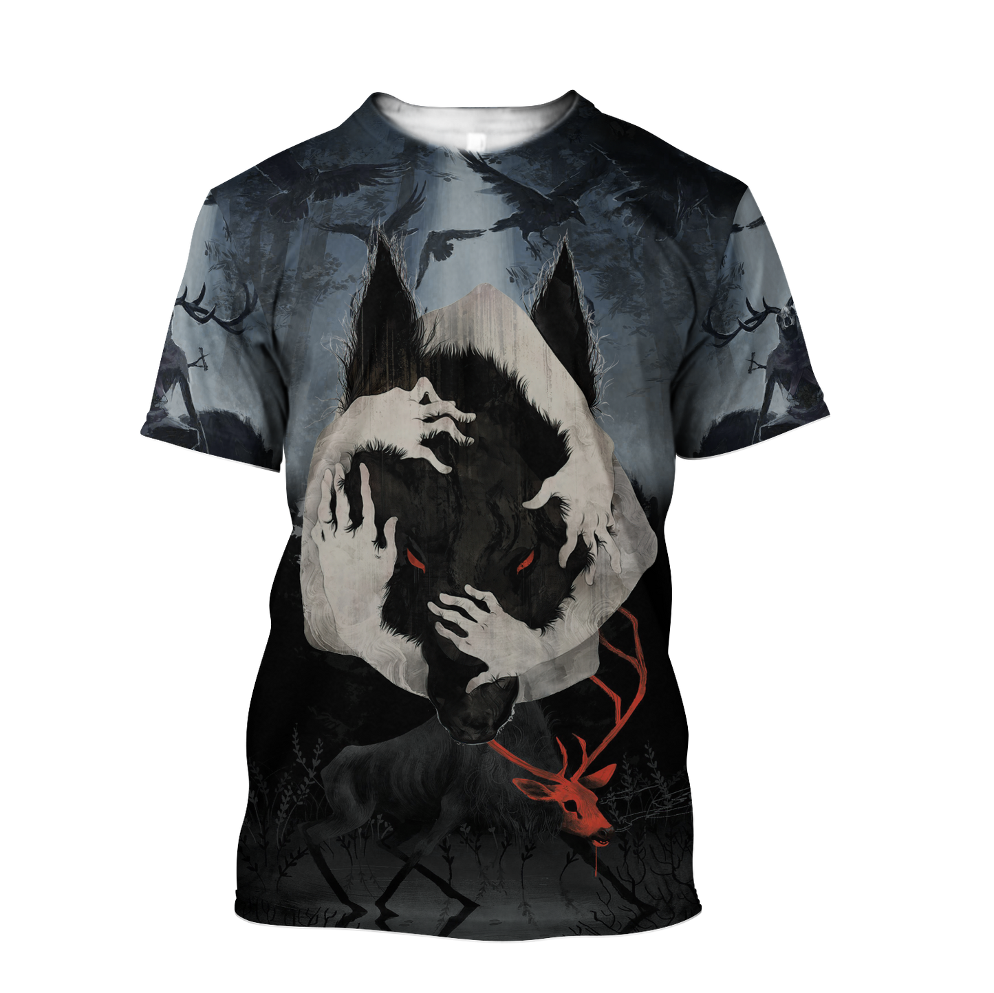 Crazy Wolf All Over Printed Unisex Deluxe Hoodie ML