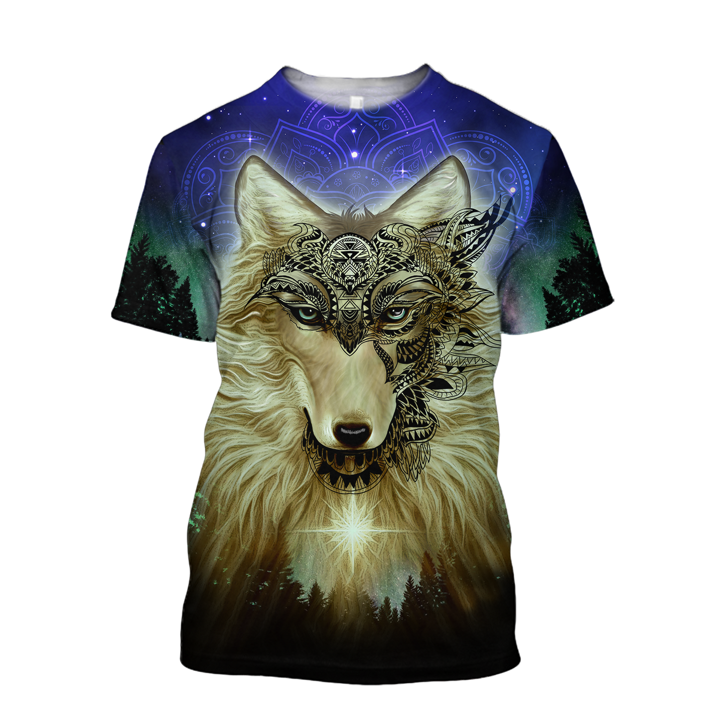 Native Wolf Mandala Pattern All Over Printed Unisex Deluxe Hoodie ML