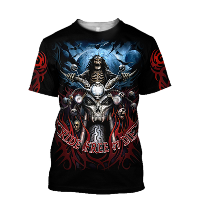 Ride free or die 3D All Over Printed Shirts and short for Men and Women PL