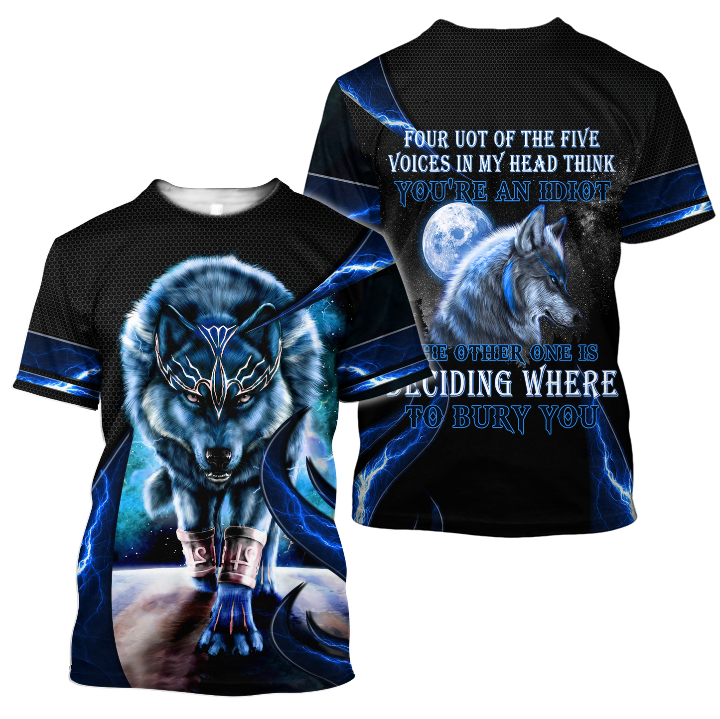 Blue Thunder Wolf 3D All Over Printed Shirts For Men and Women HAC080101