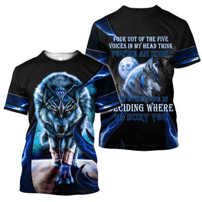 Blue Thunder Wolf 3D All Over Printed Shirts For Men and Women HAC080101