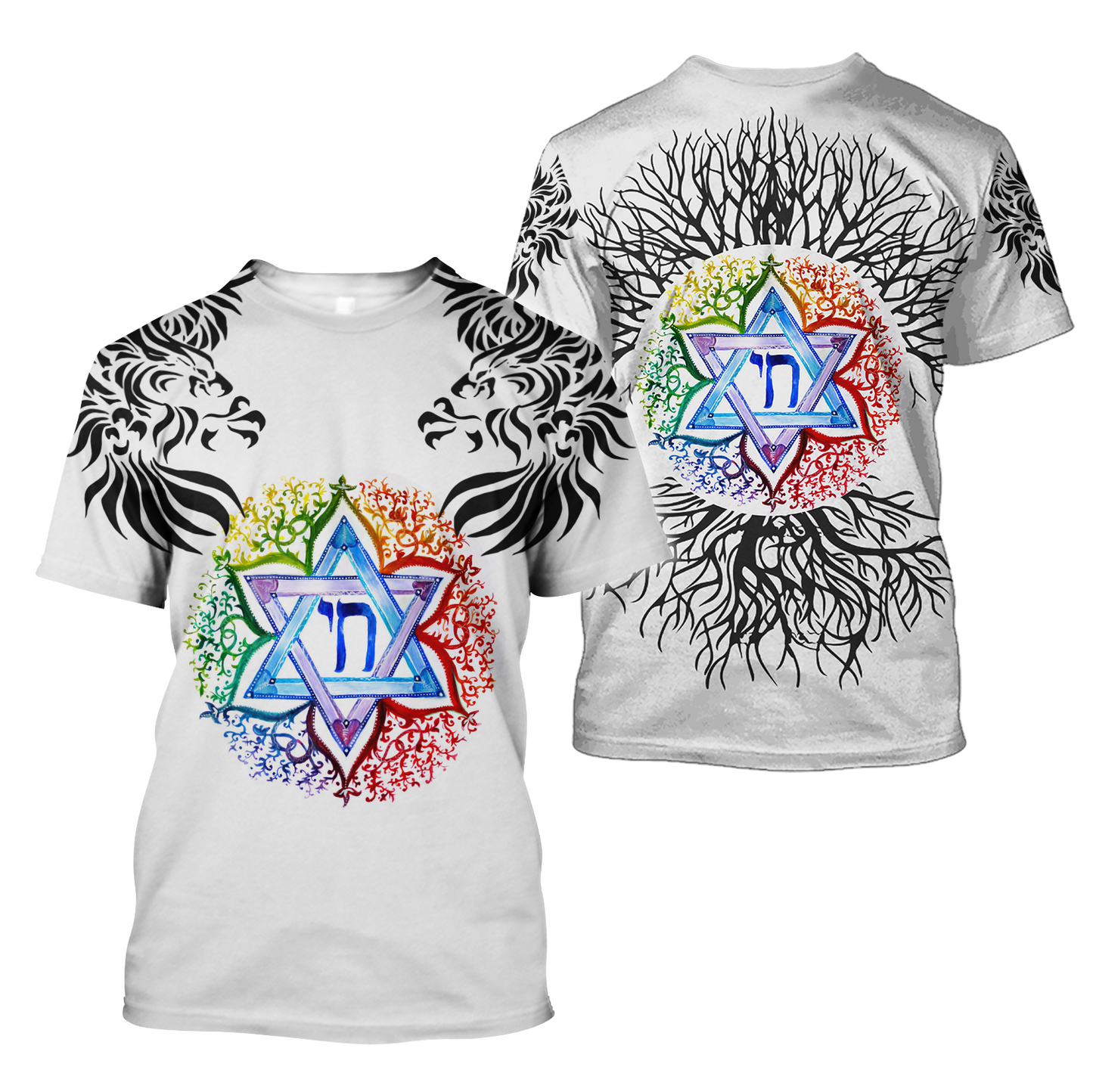 Premium Jewish Chai Symbol Star Of David All Over Printed Shirts For Hanukkah MEI