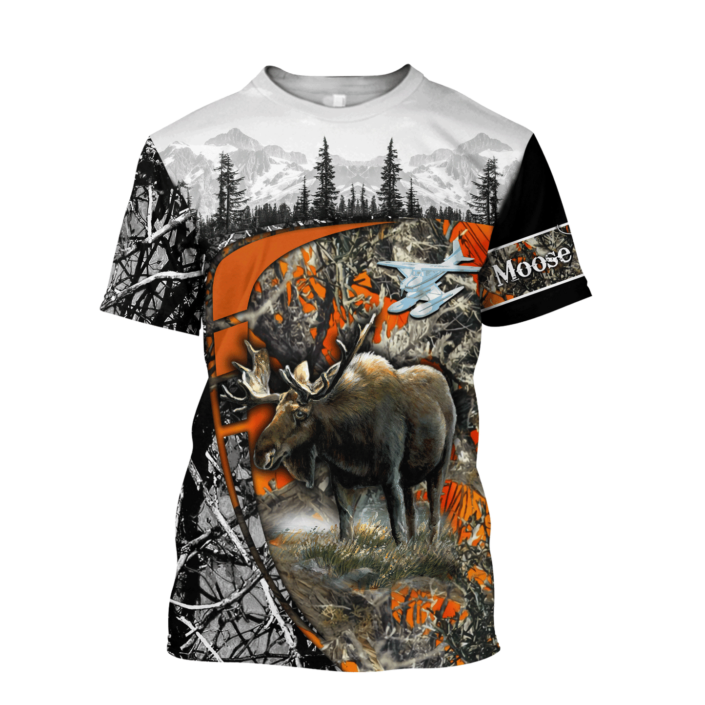 Moose Hunting Camo 3D Over Printed Unisex Deluxe Hoodie ML