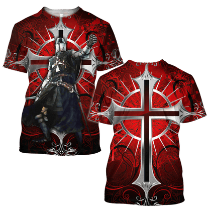 Premium Knight Templar Red Cross All Over Printed Shirts For Men And Women MEI
