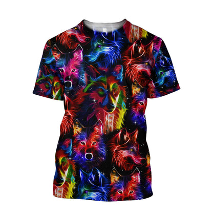 3D All Over Printed Wolf Hippie Color Unisex Shirts