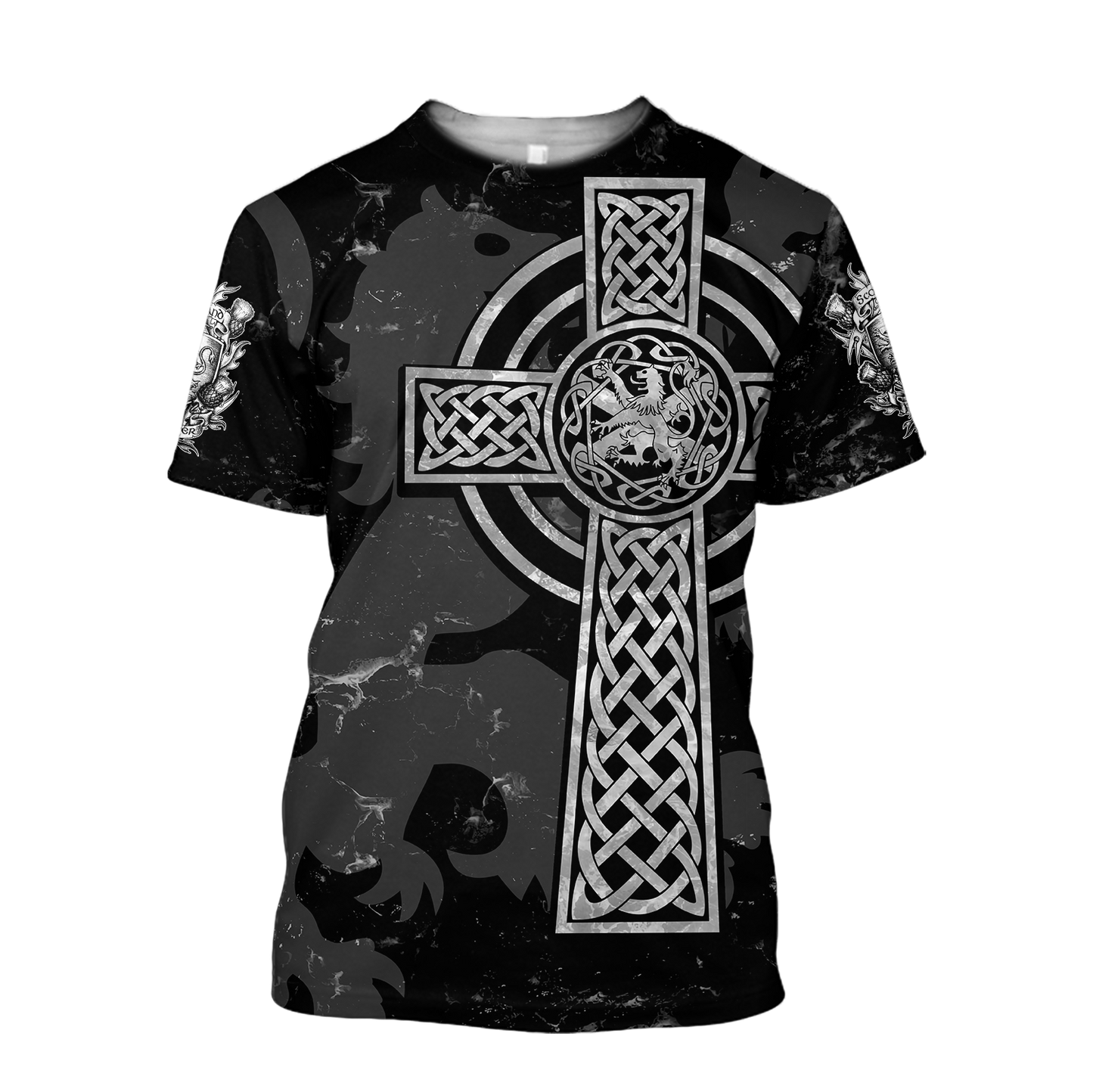 Scottish St-Andrew Lion & Thristle Celtic Cross grey ver1 Hoodie AZ210205-Apparel-PL8386-T-shirt-S-Vibe Cosy™