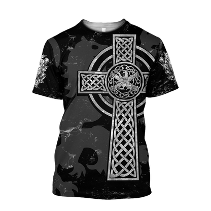 Scottish St-Andrew Lion & Thristle Celtic Cross grey ver1 Hoodie AZ210205-Apparel-PL8386-T-shirt-S-Vibe Cosy™