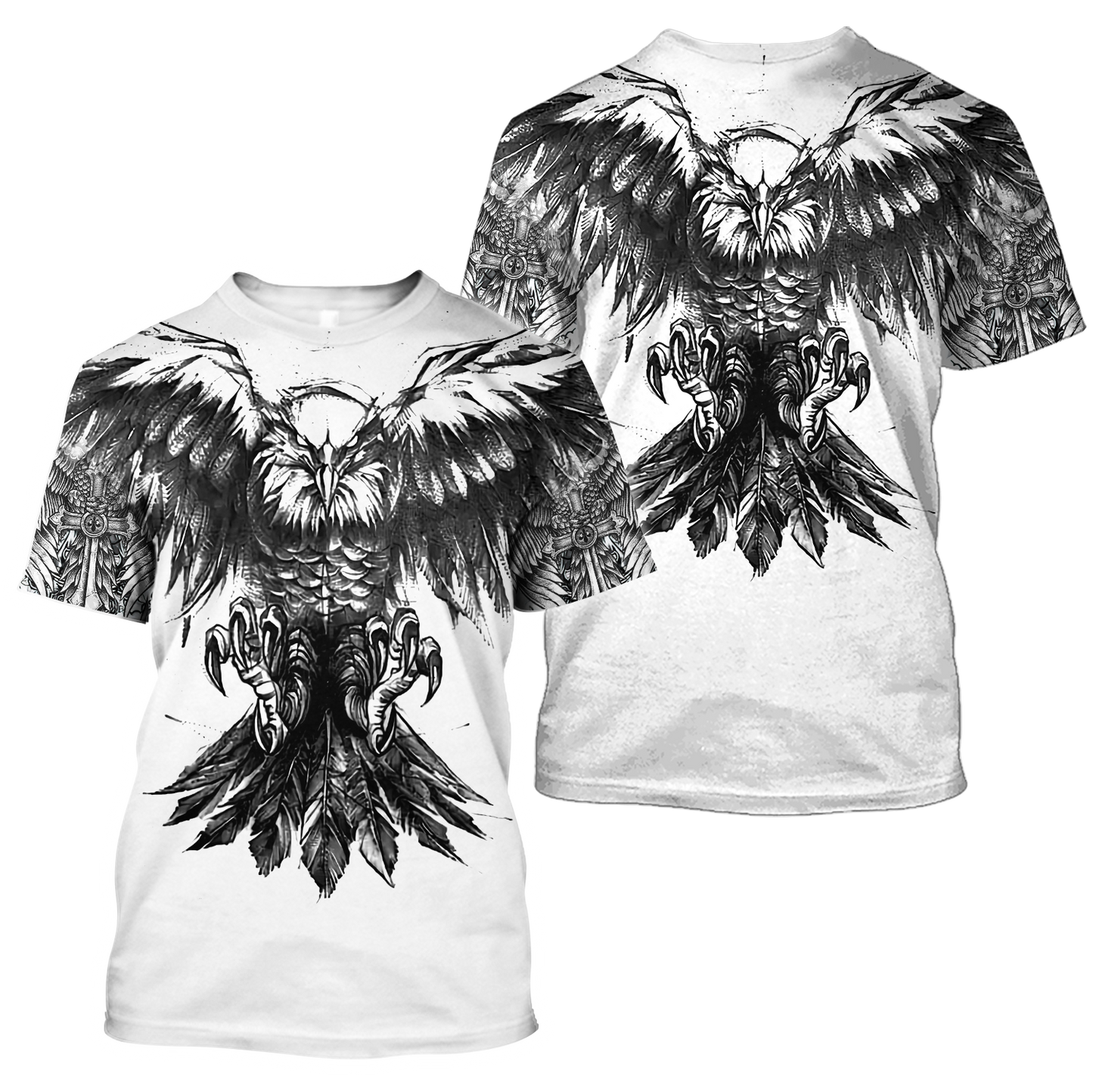 Eagle Tattoo Art Hoodie T Shirt For Men and Women HAC300504-NM-Apparel-NM-T-Shirt-S-Vibe Cosy™
