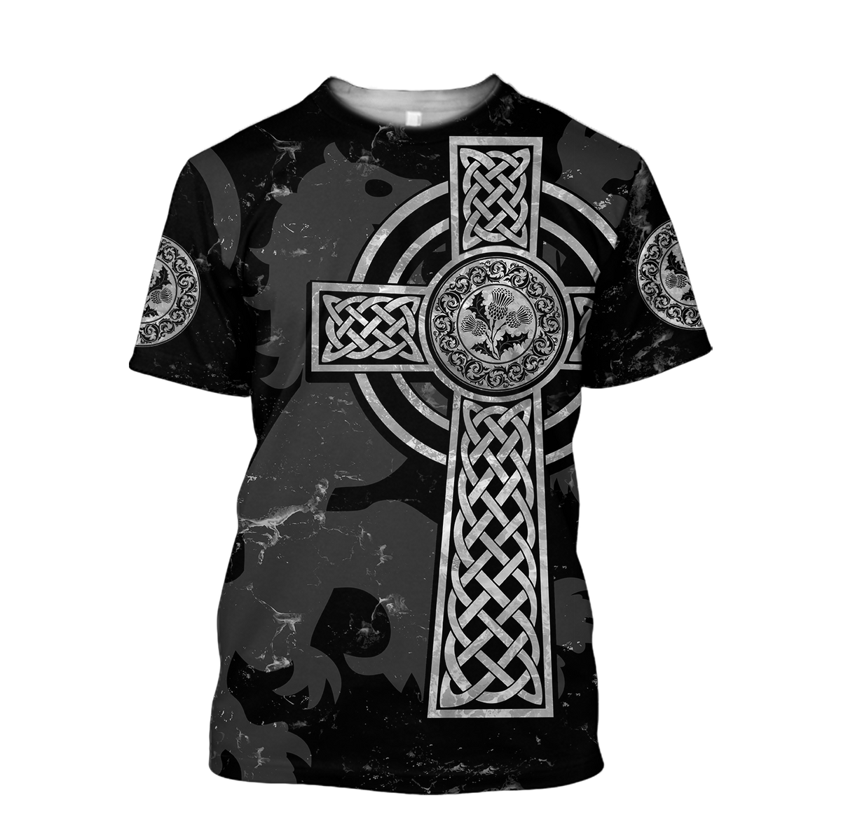 Scottish Thristle Celtic Cross grey ver1 Hoodie AZ210202-Apparel-PL8386-T-shirt-S-Vibe Cosy™