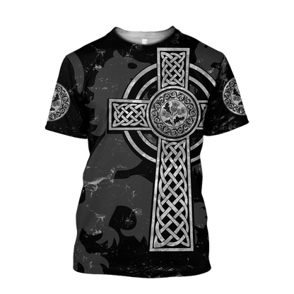 Scottish Thristle Celtic Cross grey ver1 Hoodie AZ210202-Apparel-PL8386-T-shirt-S-Vibe Cosy™