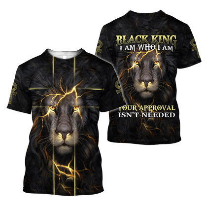 Black King-I Am Who I Am Ankh Symbol 3D All Over Printed Shirts For Men and Women Pi11062003S1-Apparel-TA-T-Shirts-S-Vibe Cosy™