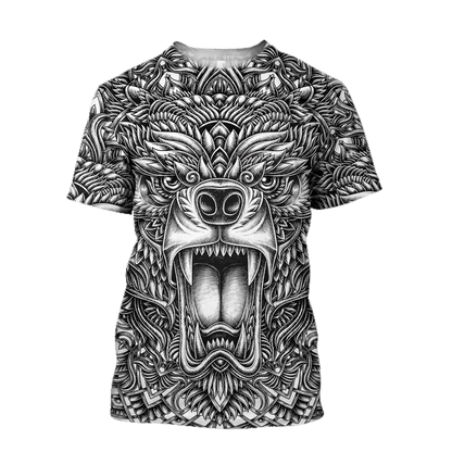 BEAR TATTOO 3D ALL OVER PRINTED SHIRTS FOR MEN AND WOMEN AZ071201 PL-Apparel-PL8386-T shirt-S-Vibe Cosy™