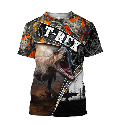 Dinosaur T-rex orange camo 3D all over printed shirts