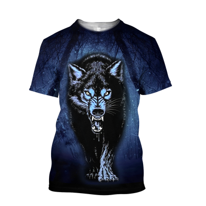Night Wolf 3D All Over Print Hoodie T Shirt For Men and Women HHT07092016