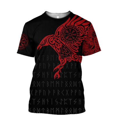 Vikings - The Raven of Odin Tattoo Red Hoodie-Apparel-HP Arts-T-Shirt-S-Vibe Cosy™
