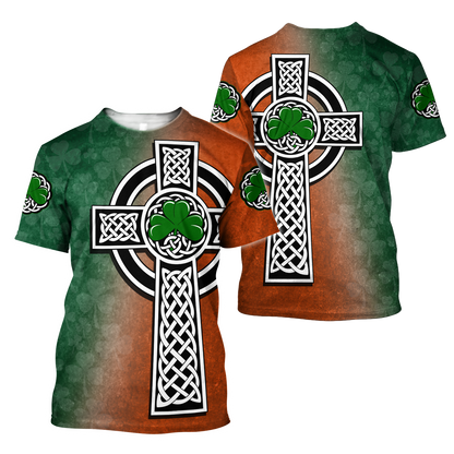 Irish Saint Patrick's Day Shamrock Celtic Cross Hoodie T-Shirt Sweatshirt-Apparel-NM-T-shirt-S-Vibe Cosy™