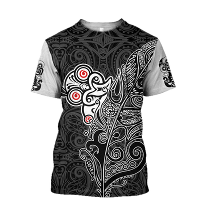 Tiki fern maori hoodie all over printed shirts for men and women AZ301201-Apparel-Huyencass-T-Shirt-S-Vibe Cosy™