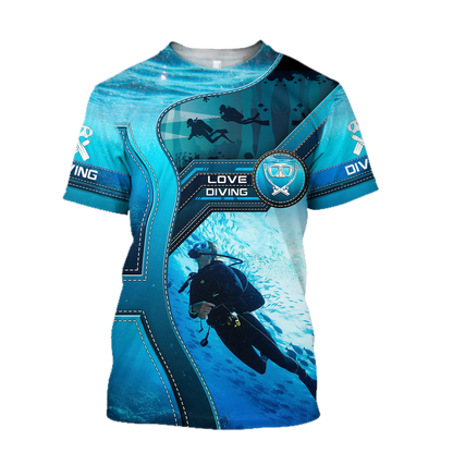 Scuba Diving 3D All Over Printed Shirts For Men and Women-ALL OVER PRINT HOODIES-HP Arts-T-Shirt-S-Vibe Cosy™