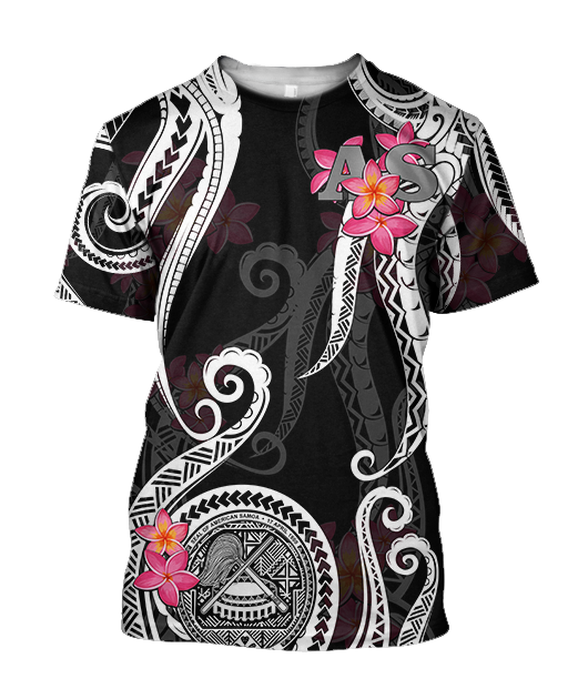 American Samoa Polynesian Hoodie - Black Plumeria 3d all over printed shirt and short for man and women JJ120204 PL-Apparel-PL8386-T-shirt-S-Vibe Cosy™