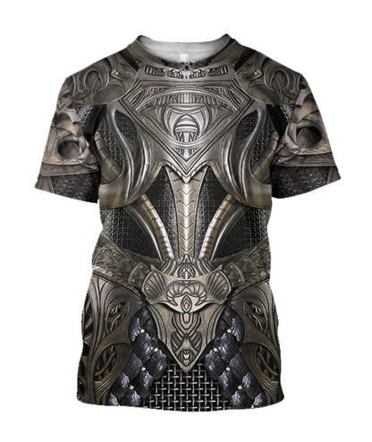3D Printed Hoodie Chainmail Knight Armor Clothes JJ060304-Apparel-MP-T shirt-S-Vibe Cosy™