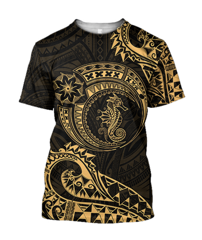 Seahorse Polynesian 3d all over printed shirt and short for man and women JJ200201 PL-Apparel-PL8386-T-shirt-S-Vibe Cosy™