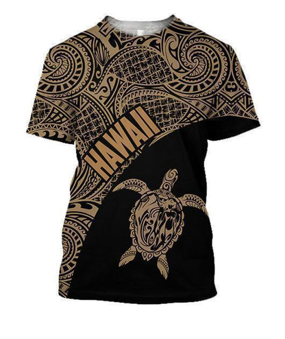 Hawaii Hoodie Turtle Mermaid Polynesian Wave - Gold Hoodie-Apparel-Phaethon-T-Shirt-S-Vibe Cosy™