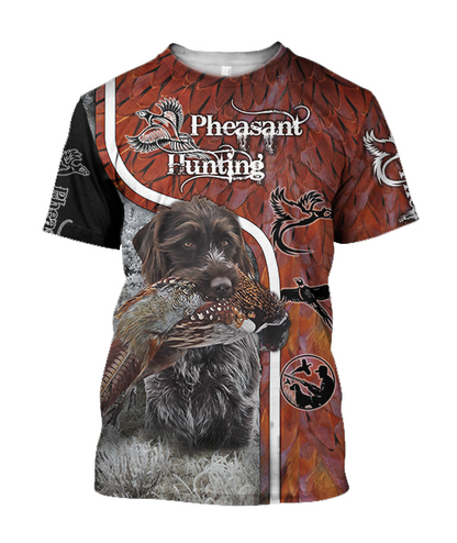 Pheasant Hunting Wirehaired Pointing Griffon 3D All Over Printed Shirts For Men And Women JJ170103-Apparel-MP-T-Shirt-S-Vibe Cosy™