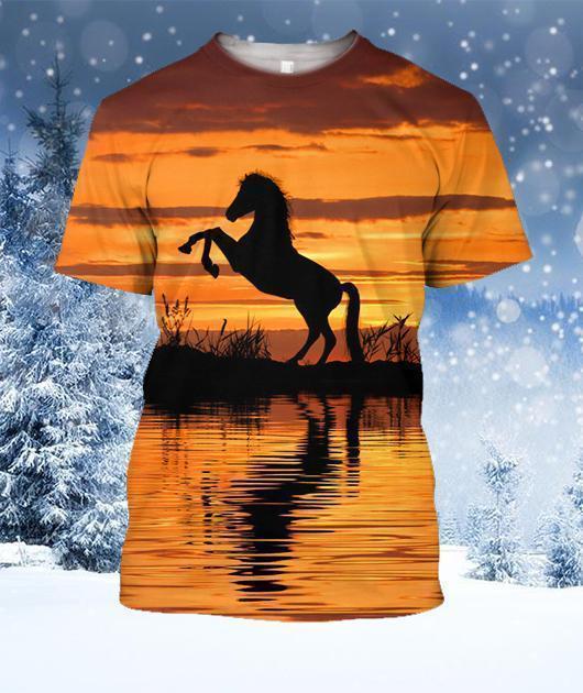 3D All Over Print Horse Sunset Shirts-Apparel-Phaethon-T-Shirt-S-Vibe Cosy™