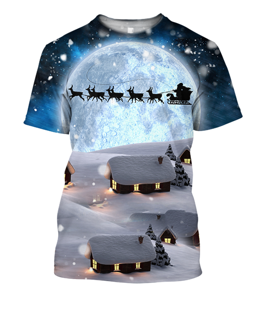All Over Print Santa Ride 02-Apparel-HbArts-T-Shirt-S-Vibe Cosy™