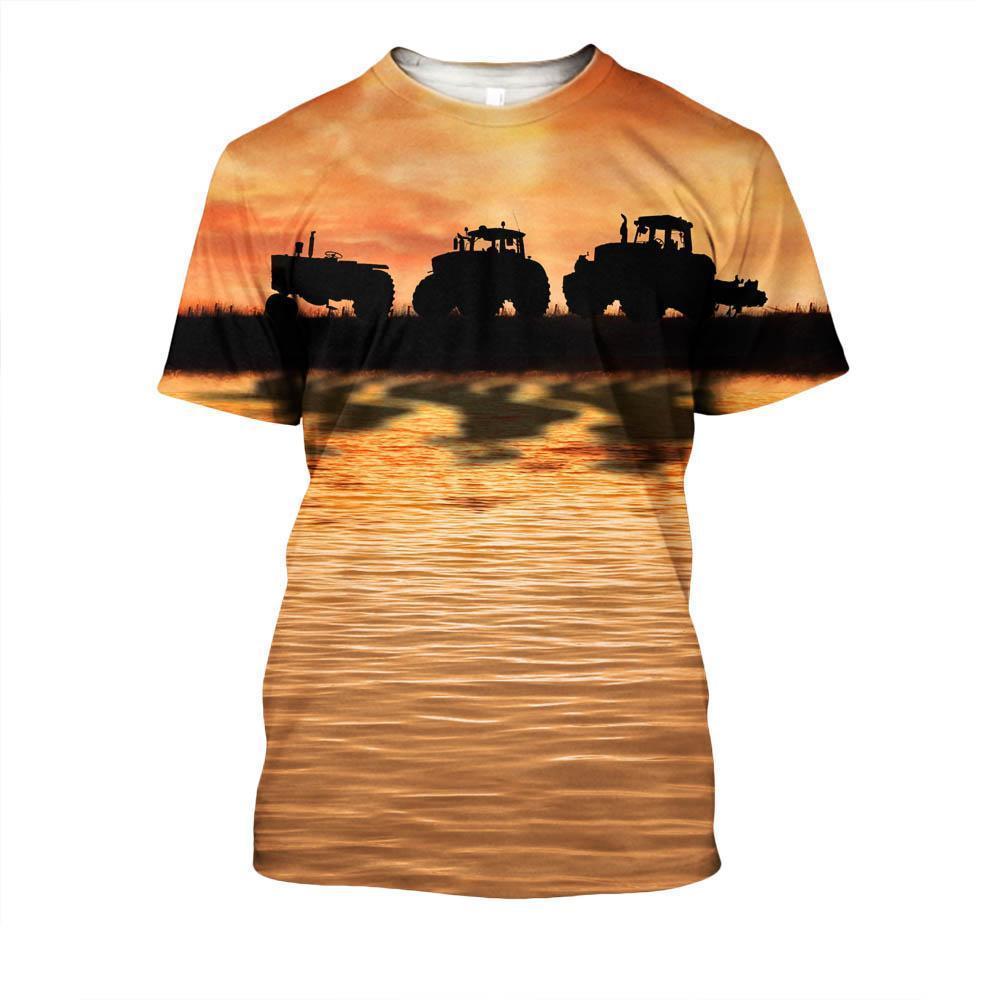 Sunset And Tractor Hoodie-Apparel-HD09-T-Shirt-S-Vibe Cosy™