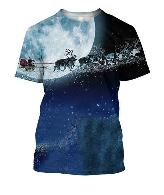 All Over Print Santa Ride 03-Apparel-HbArts-T-Shirt-S-Vibe Cosy™