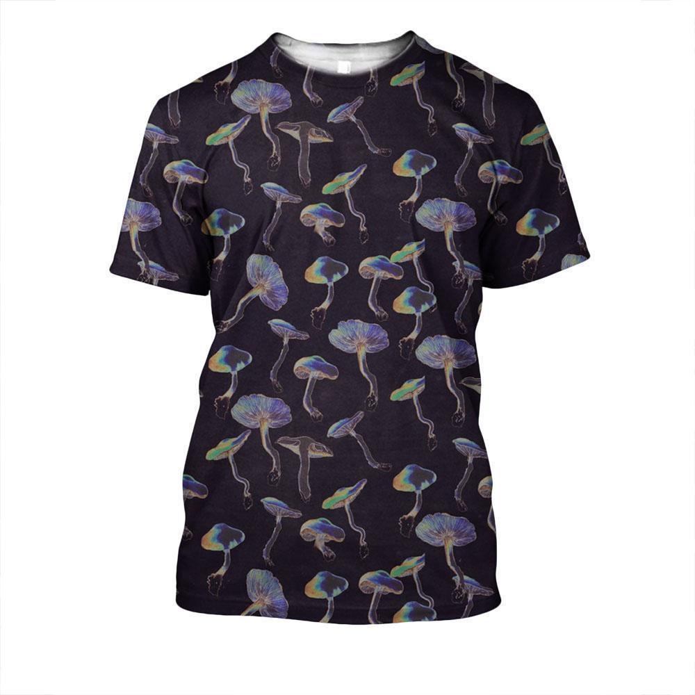 3D All Over Print Black Backgroud Mushroom-Apparel-NTH-T-Shirt-S-Vibe Cosy™
