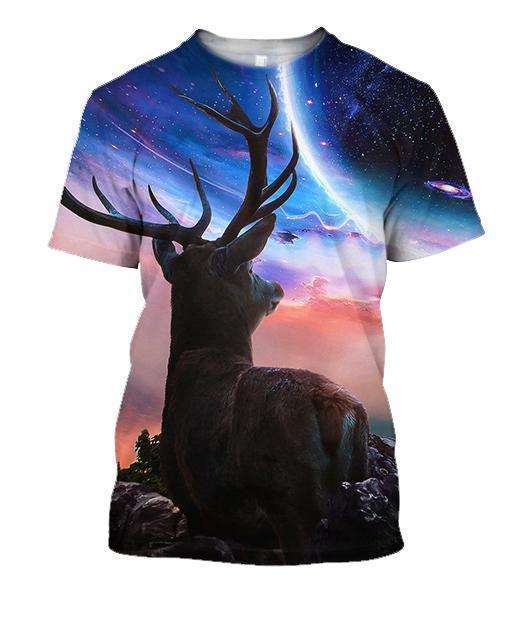 3D All Over Printing Deer And Moon Shirts-Apparel-Phaethon-T-Shirt-S-Vibe Cosy™