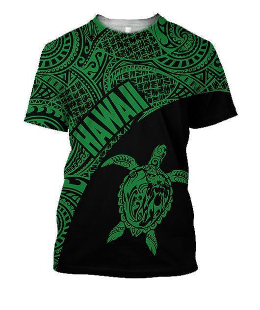 Hawaii Hoodie Turtle Mermaid Polynesian Wave - Green Hoodie-Apparel-Phaethon-T-Shirt-S-Vibe Cosy™
