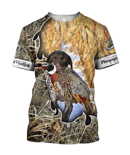 Pheasant Hunting German Shorthaired Pointer 3D All Over Printed Shirts For Men And Women JJ190201-Apparel-MP-T-Shirt-S-Vibe Cosy™