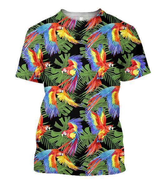 3D All Over Printing Scarlet Macaw Parrot Shirt-Apparel-Phaethon-T-Shirt-S-Vibe Cosy™