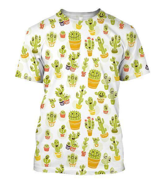 All Over Printing Cacti Happy Shirt-Apparel-Phaethon-T-Shirt-S-Vibe Cosy™