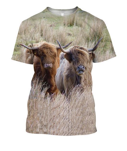 All Over Printed Highland Cattle Beautiful And Shorts-Apparel-Phaethon-T-Shirt-S-Vibe Cosy™
