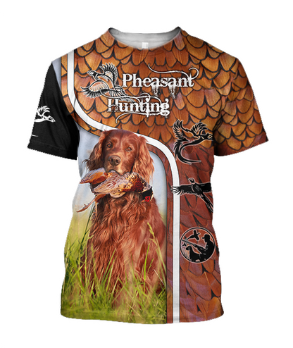 Pheasant Setter Hunting 3D All Over Printed Shirts For Men And Women JJ080202-Apparel-MP-T-Shirt-S-Vibe Cosy™