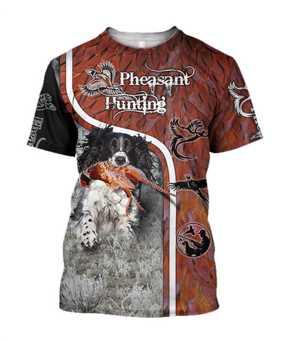 Pheasant Hunting Springer Spaniel 3D All Over Printed Shirts For Men And Women JJ180102-Apparel-MP-T-Shirt-S-Vibe Cosy™