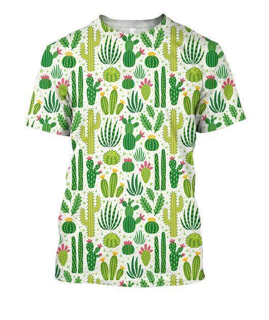 3D All Over Printing Green Cacti And Flower Hoodie-Apparel-NTH-T-Shirt-S-Vibe Cosy™