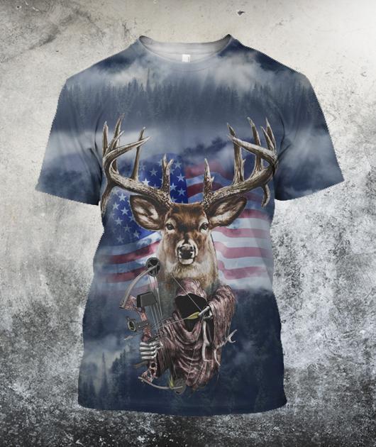 3D All Over Printed American flag reindeer Hoodie-Apparel-HP Arts-T-Shirt-S-Vibe Cosy™