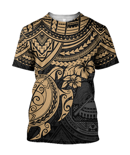 American Samoa Polynesian Hoodie Gold Turtle JJ190101 PL-Apparel-PL8386-T-shirt-S-Vibe Cosy™