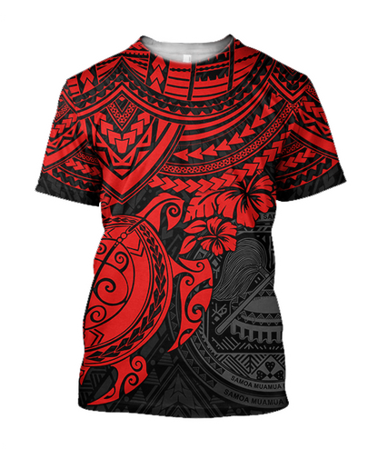 American Samoa Polynesian Hoodie Red Turtle JJ300102 PL-Apparel-PL8386-T-shirt-S-Vibe Cosy™