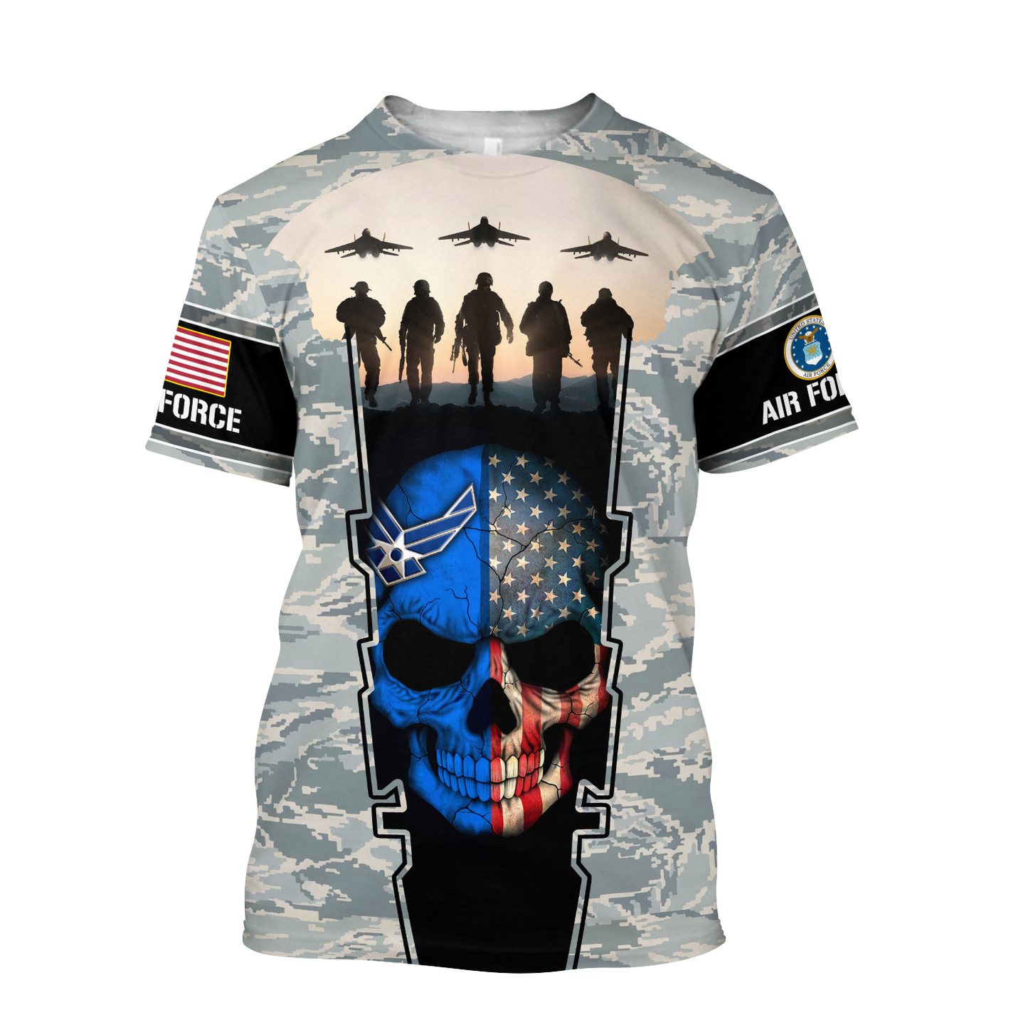 US Air Force skull 3d all over printed for man and women Pi270203 PL-Apparel-PL8386-T-Shirt-S-Vibe Cosy™