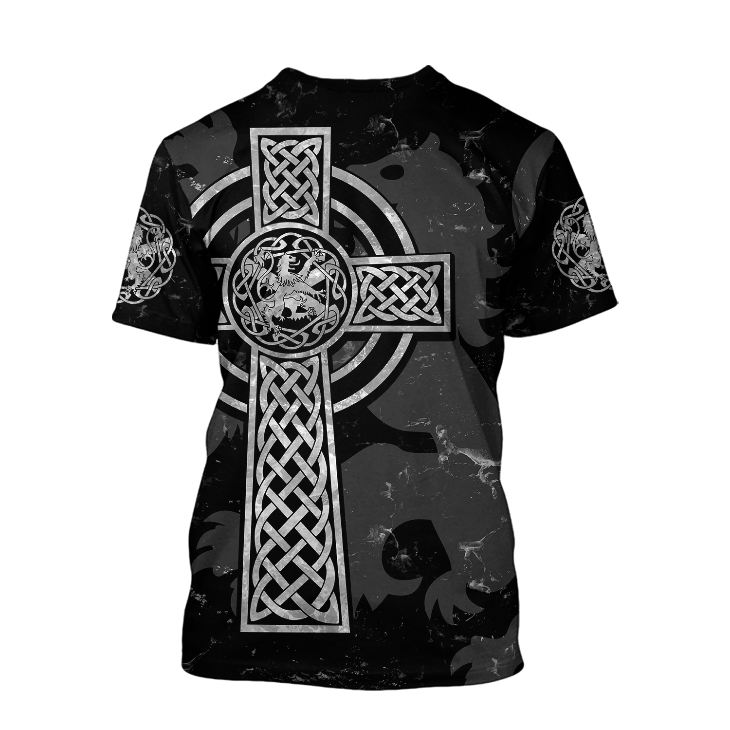 Scottish Lion Celtic Cross grey version Hoodie AZ210201-Apparel-PL8386-Hoodie-S-Vibe Cosy™