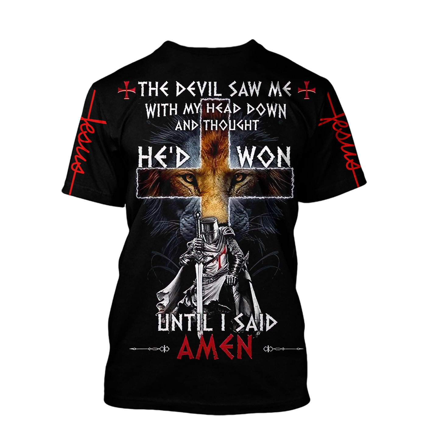 The Devil Saw Me With My Head Down And Thought He'd Won Until I Said Amen-Apparel-HP Arts-T-Shirt-S-Vibe Cosy™