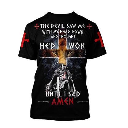 The Devil Saw Me With My Head Down And Thought He'd Won Until I Said Amen All Over Printed Shirts - Amaze Style™-Apparel